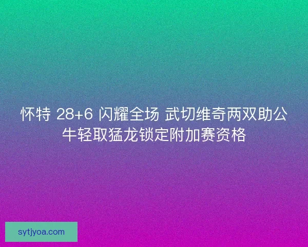 怀特 28+6 闪耀全场 武切维奇两双助公牛轻取猛龙锁定附加赛资格